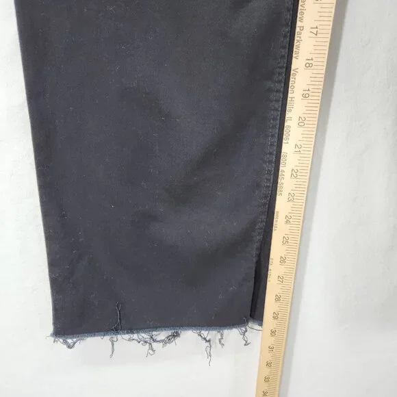 Oat New York Jeans Women's Size 4/27 Black Denim High Rise Wide Leg Raw Hem - Picture 7 of 15